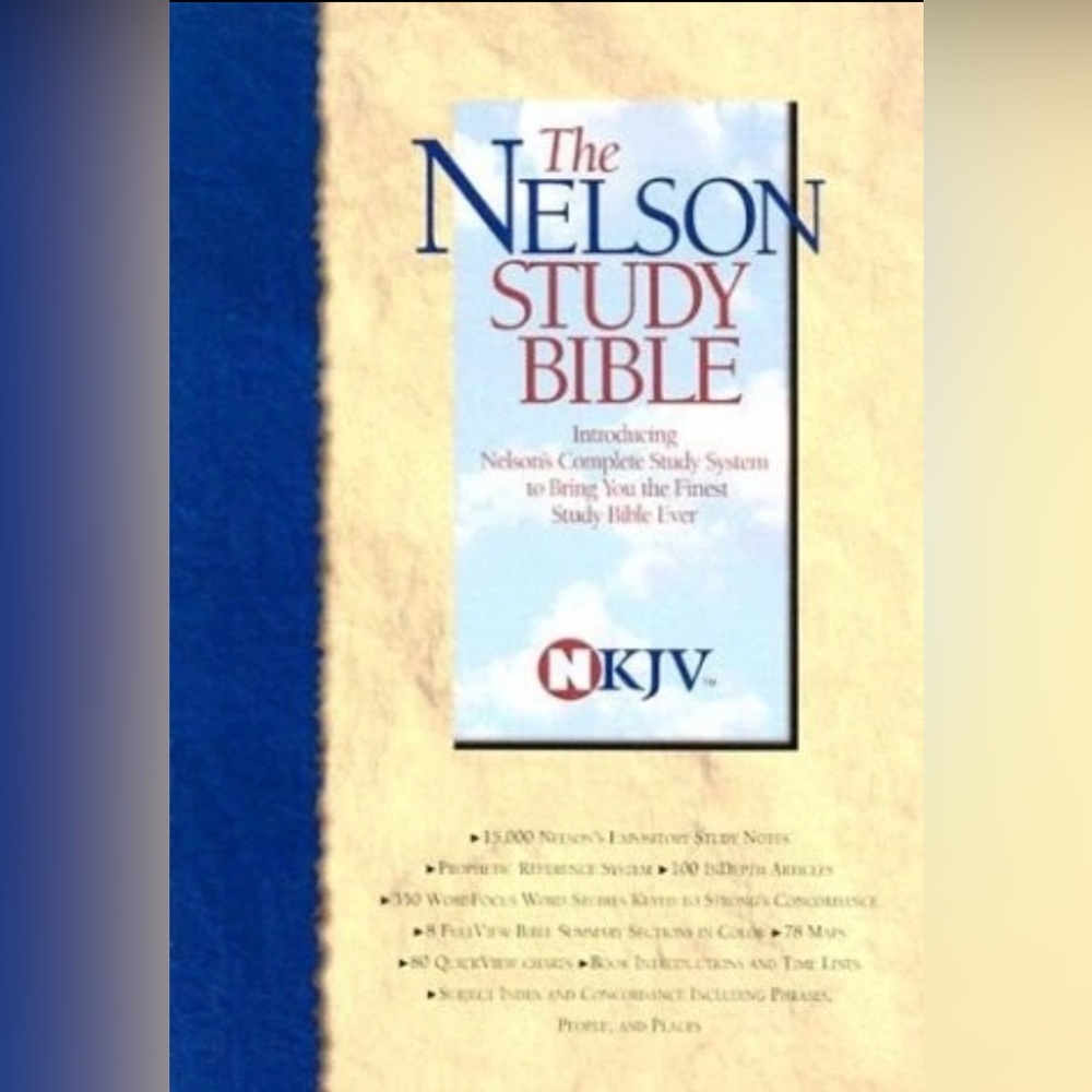 New NIB Boxed Black Bonded Leather The Nelson Study Bible NKJV Gold Gilded Gift